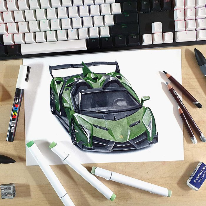 How to Draw a Lamborghini Veneno Roadster step by step