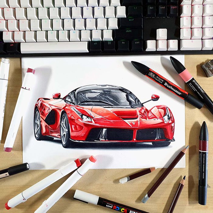 How to Draw a Ferrari LaFerrari step by step