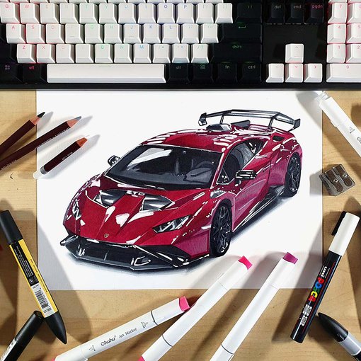 How to Draw a Lamborghini Huracan STO step by step