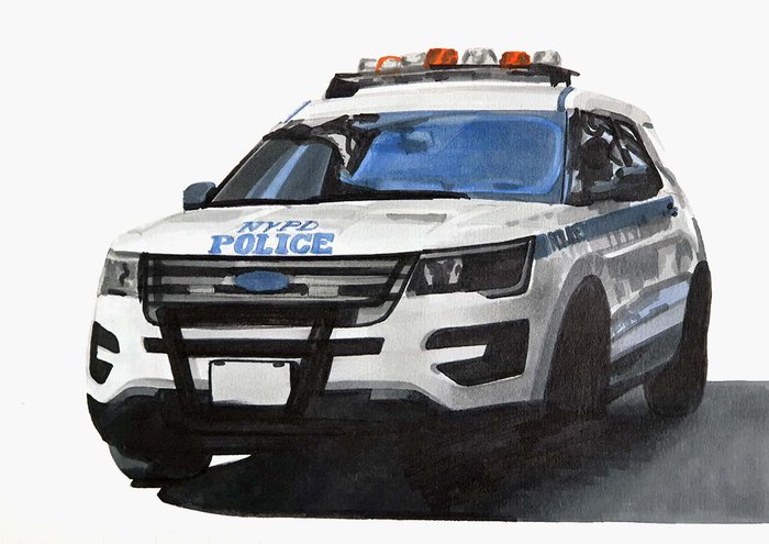 Police Car Drawing Colour Pencil