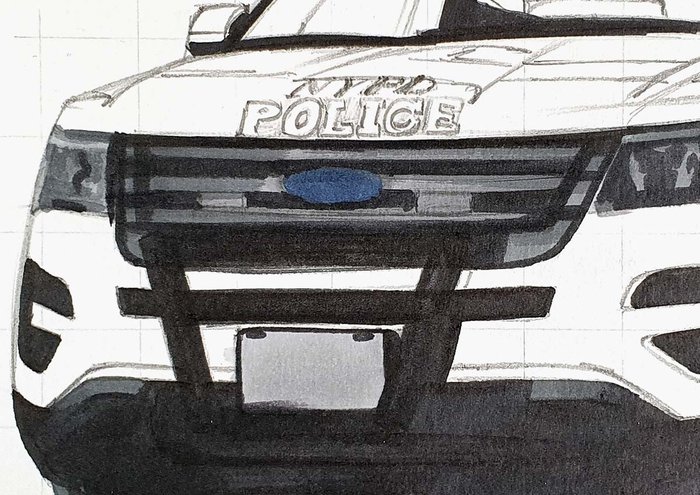 Police Car Drawing Colour Pencil