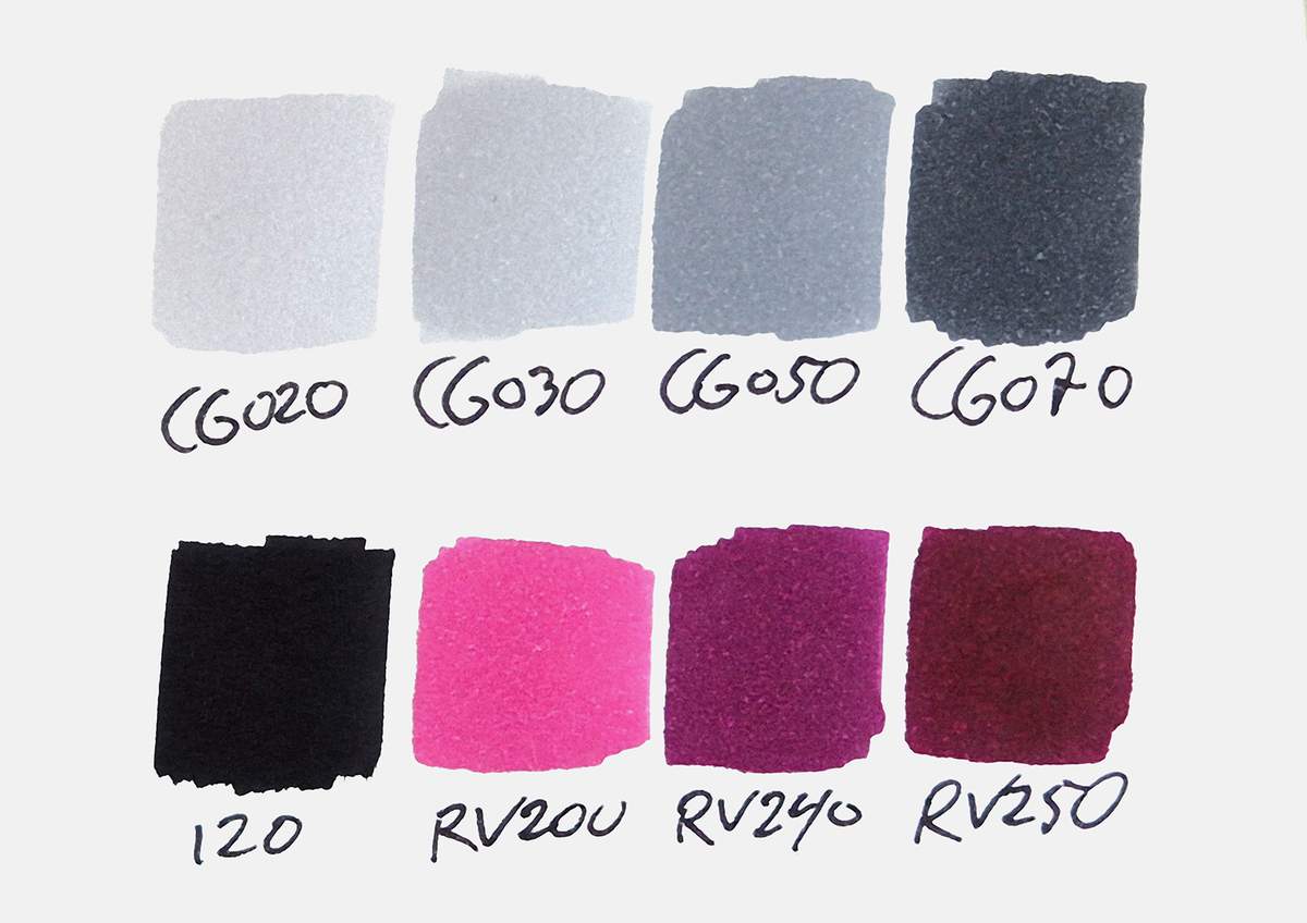 Color swatches of the ohuhu honolulu markers that I used to color this rolls royce phantom drawing