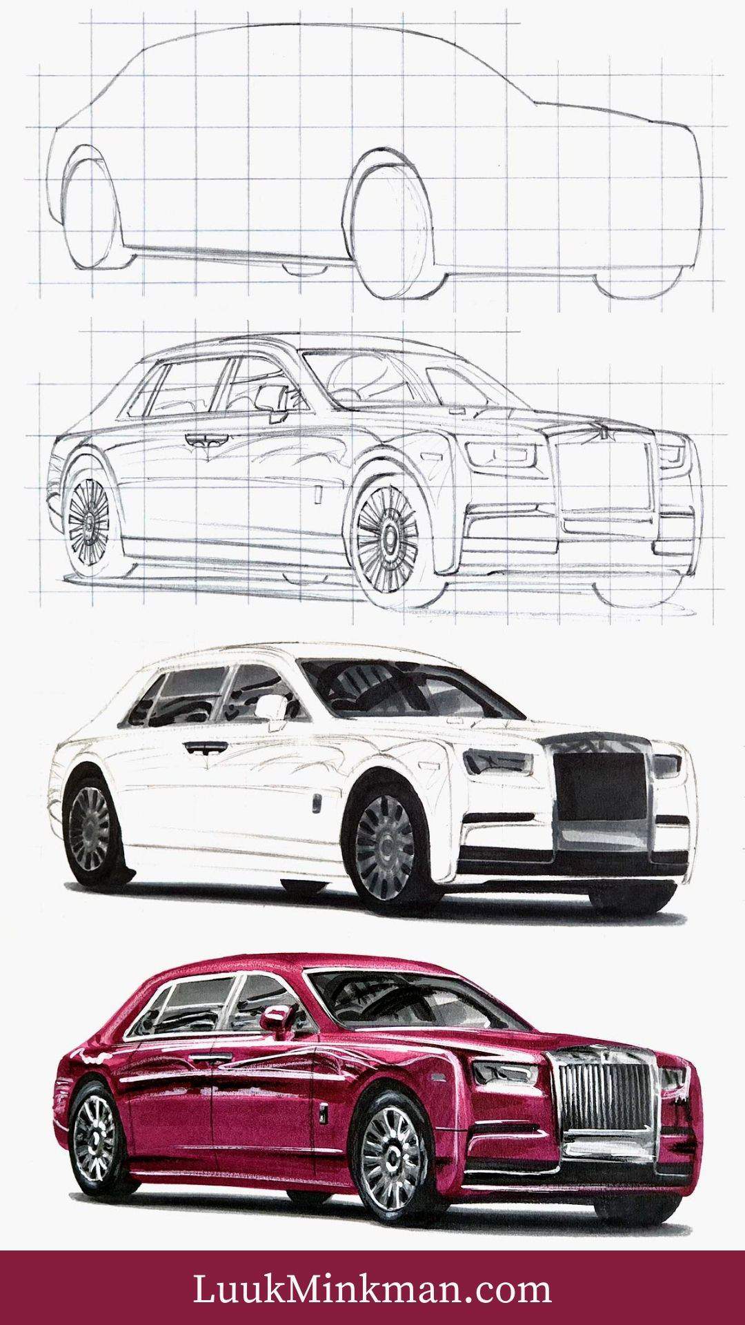 Steps to creating a realistic rolls royce phantom drawing