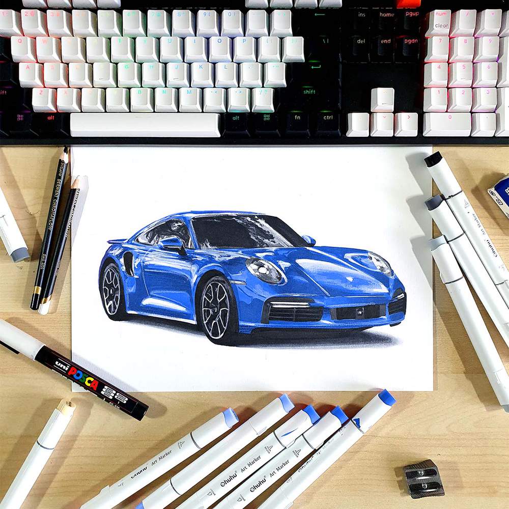 Porsche 911 992 Turbo S Drawing Tutorial