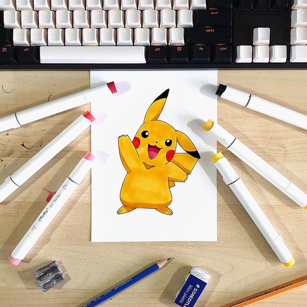 Pikachu marker drawing guide for Pokemon fans
