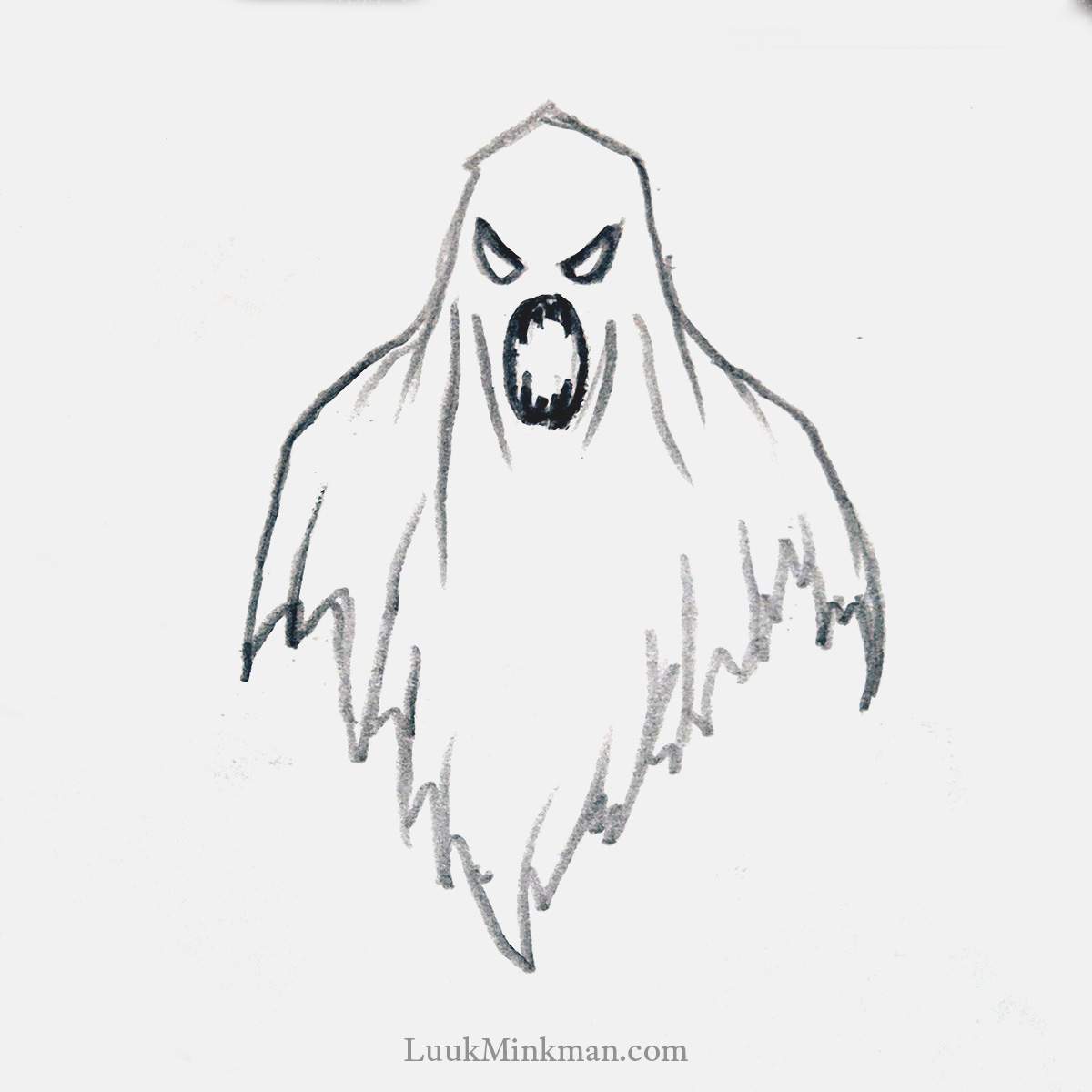 simple pencil drawing of a scary ghost