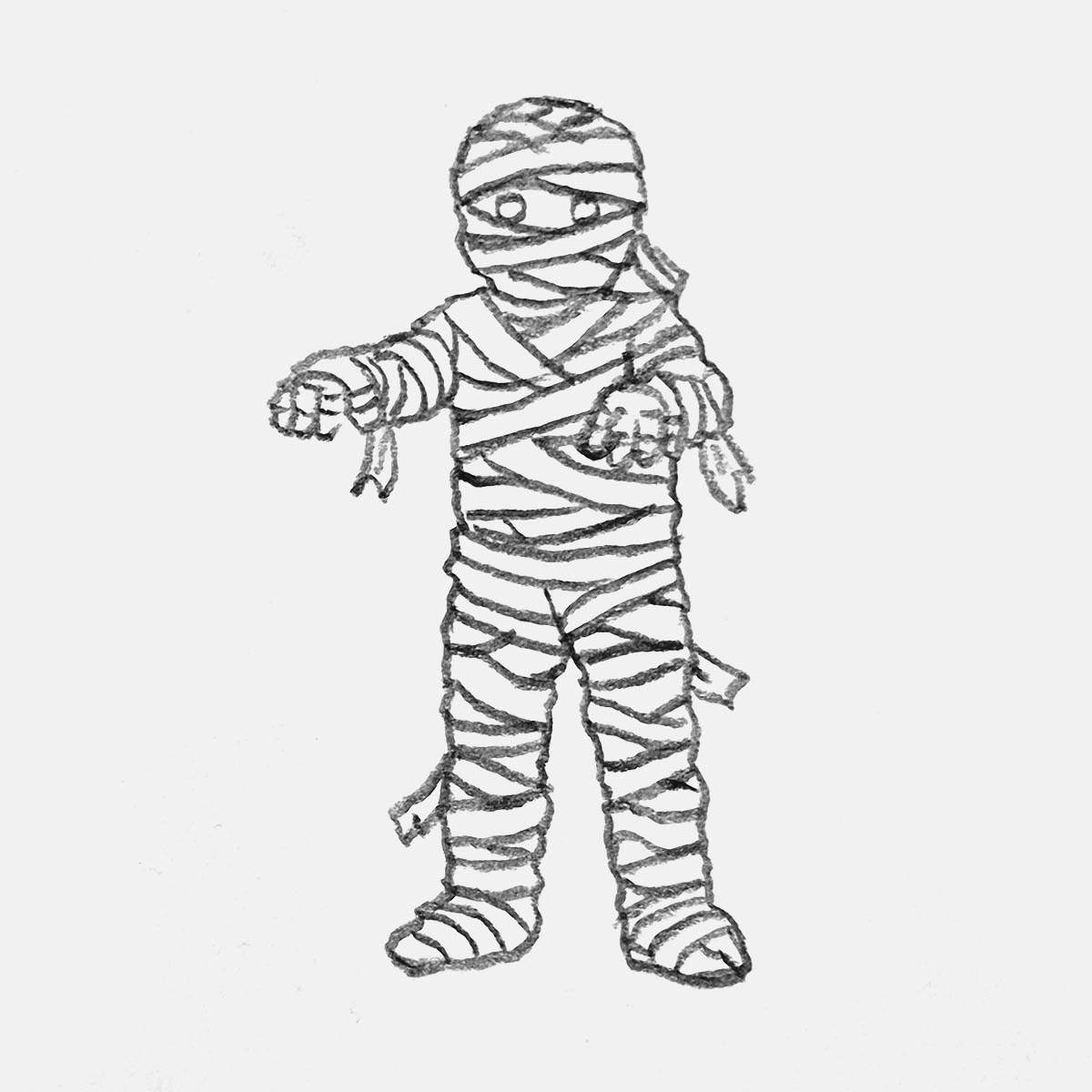 simple pencil drawing of a mummy