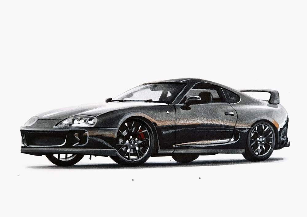 how to draw a toyota supra step by step