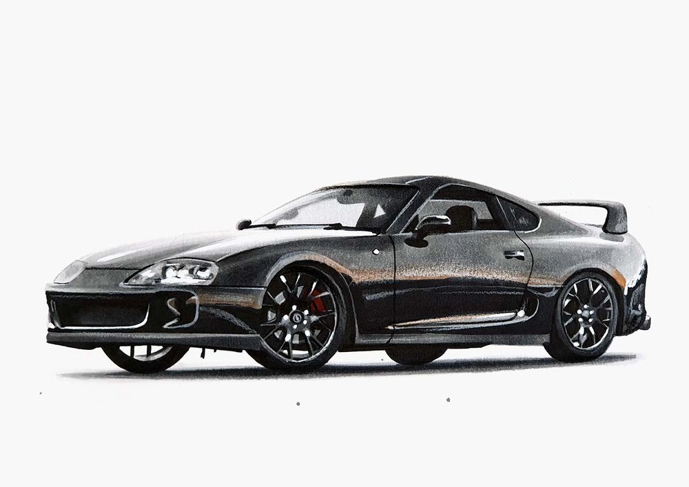 how to draw a toyota supra step by step