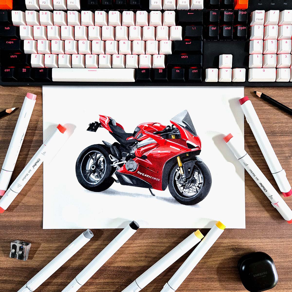 simple motorcycle drawing realistic