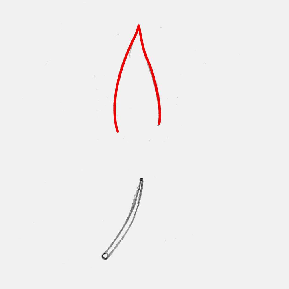 Above the base of the leaf, add the middle lobe which is the biggest of the seven.