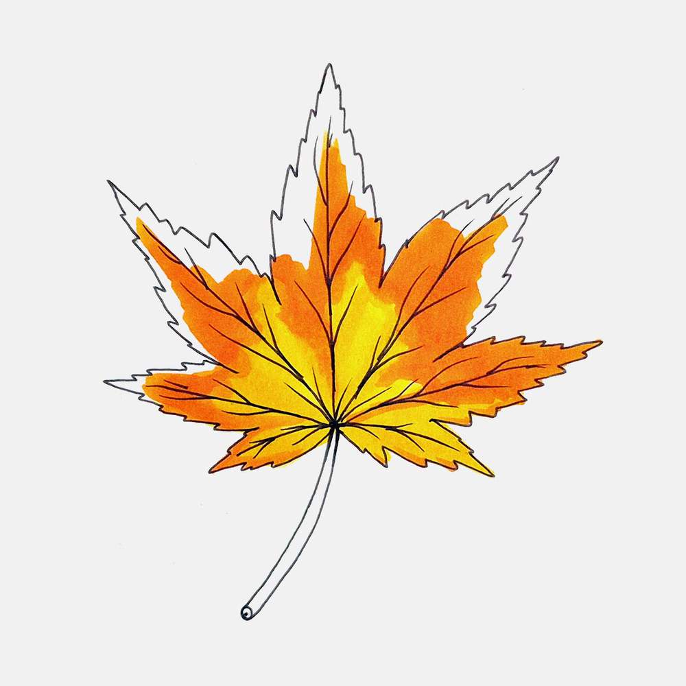Add orange around the yellow center of the blade.
