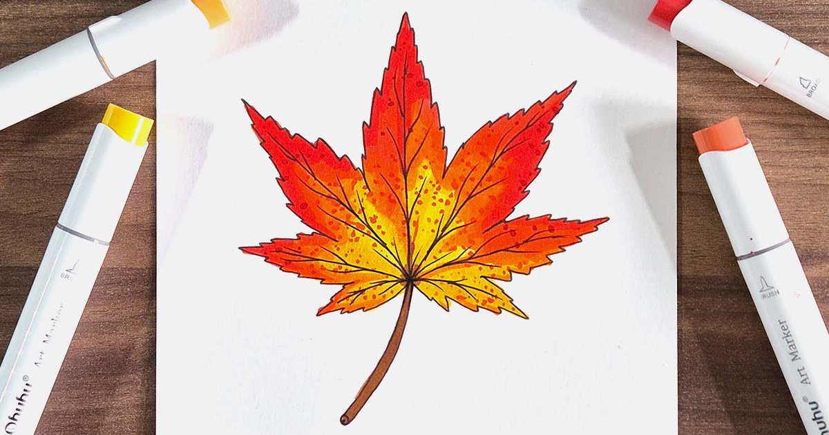 How To Draw A Fall Leaf Step By Step With Alcohol Markers