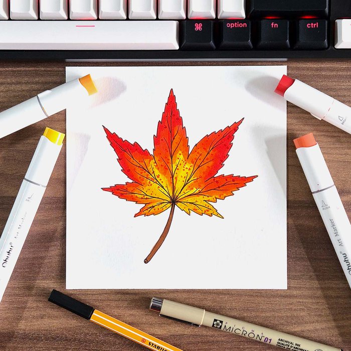Simple fall leaf drawing for beginners