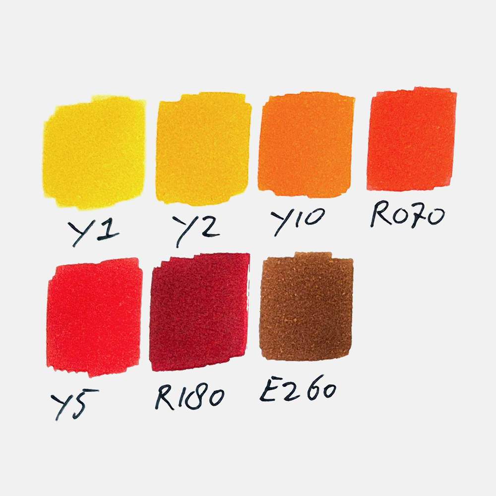 Swatches of the 7 Ohuhu Honolulu colors I used to make this fall leaf drawing.