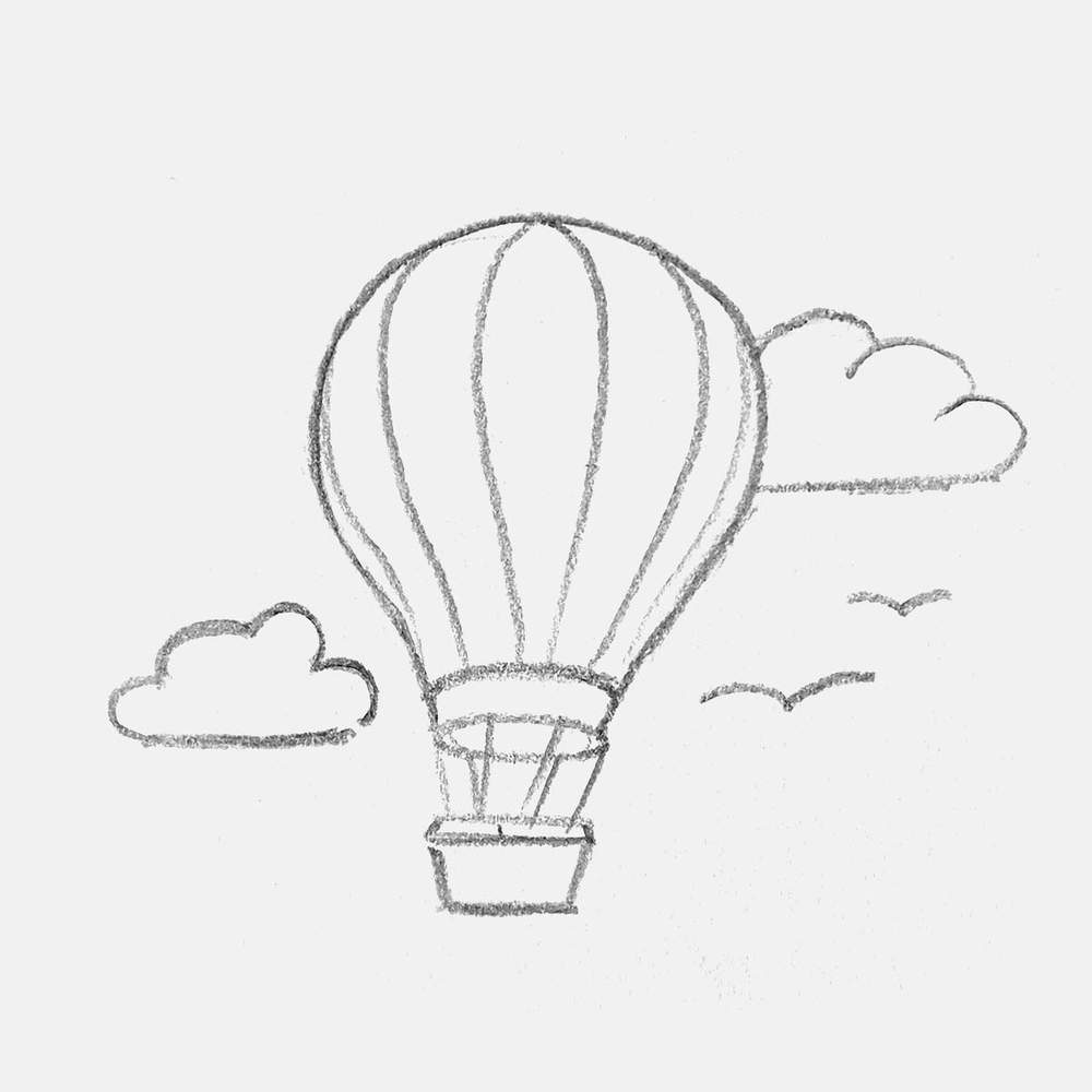 easy hot air balloon doodle