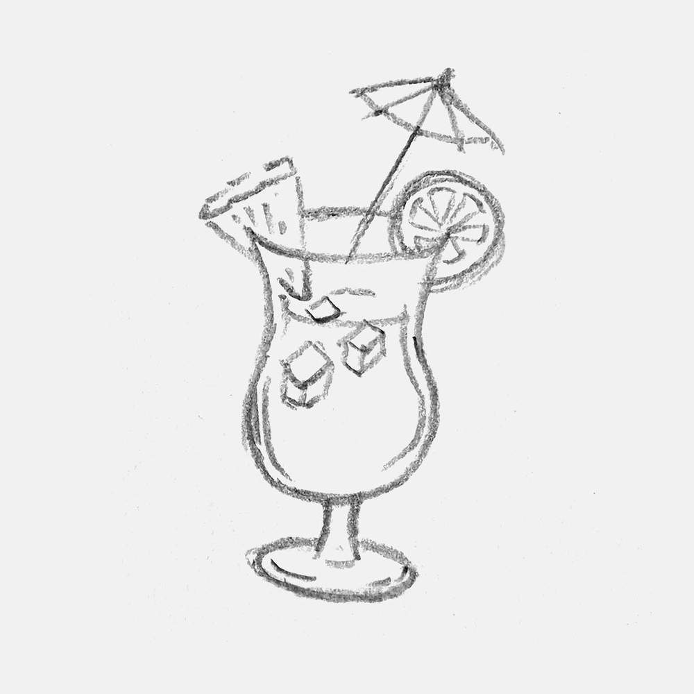 easy doodle of a tropical fruit drink