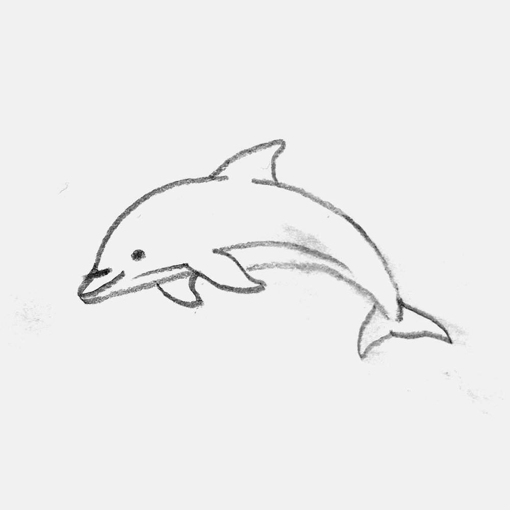 simple pencil drawing of a dolphin