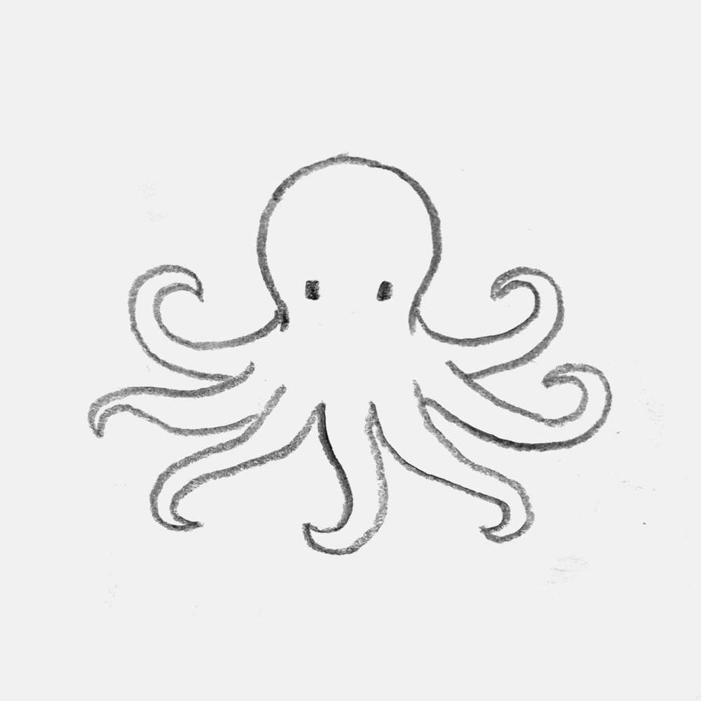 simple pencil drawing of an octopus