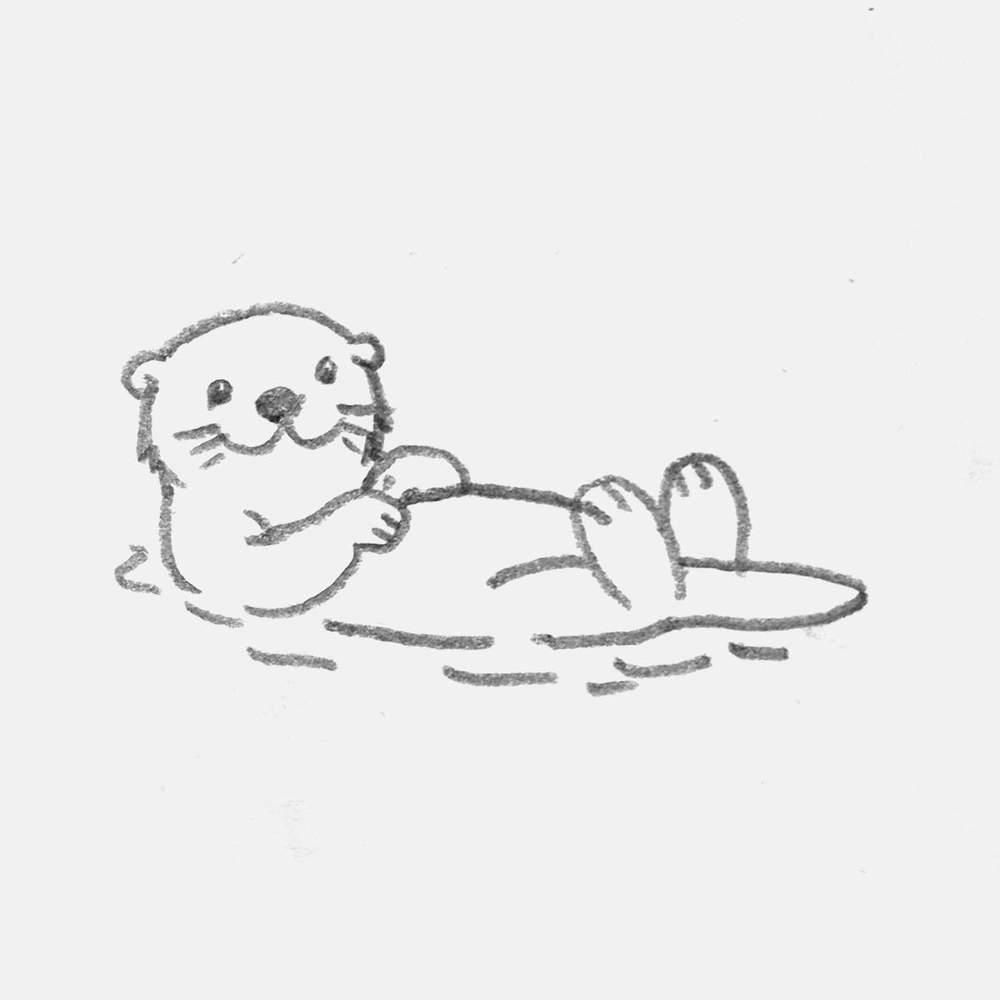 simple pencil drawing of a sea otter