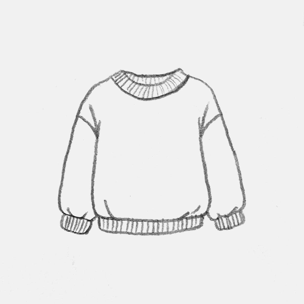 a simple pencil drawing of a comfy sweater