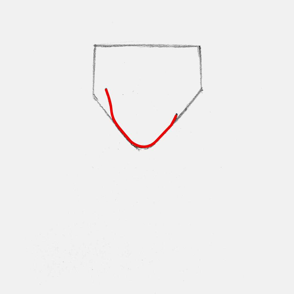 Sketch the vampire's jawline at the bottom of the diamond shape