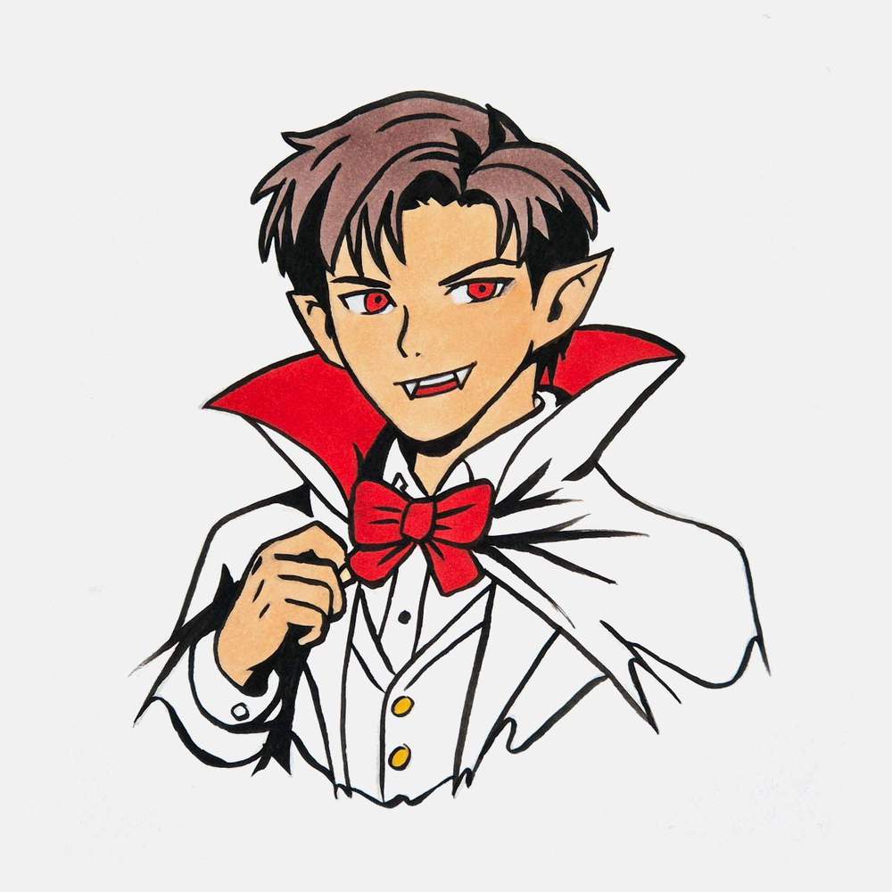 Use a light grayish brown to color the vampire hair