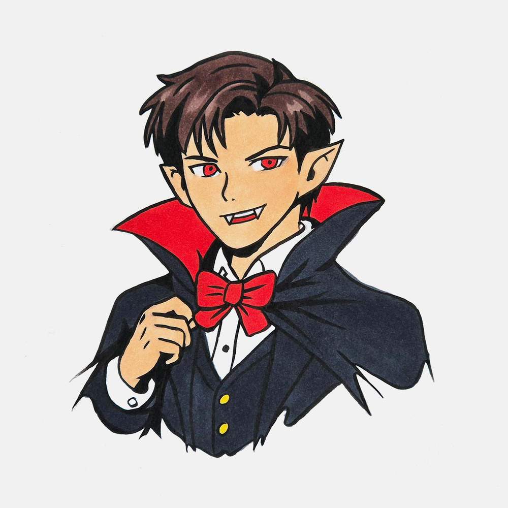 Use a dark grey to color the clothes of the vampire