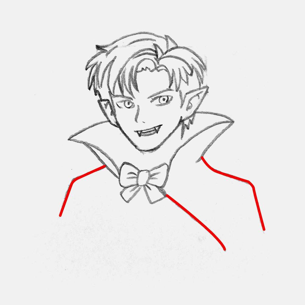 Sketch the rest of the vampire cape