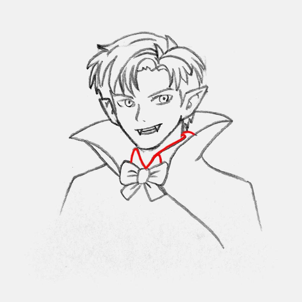 Add the collar of the blouse of the vampire