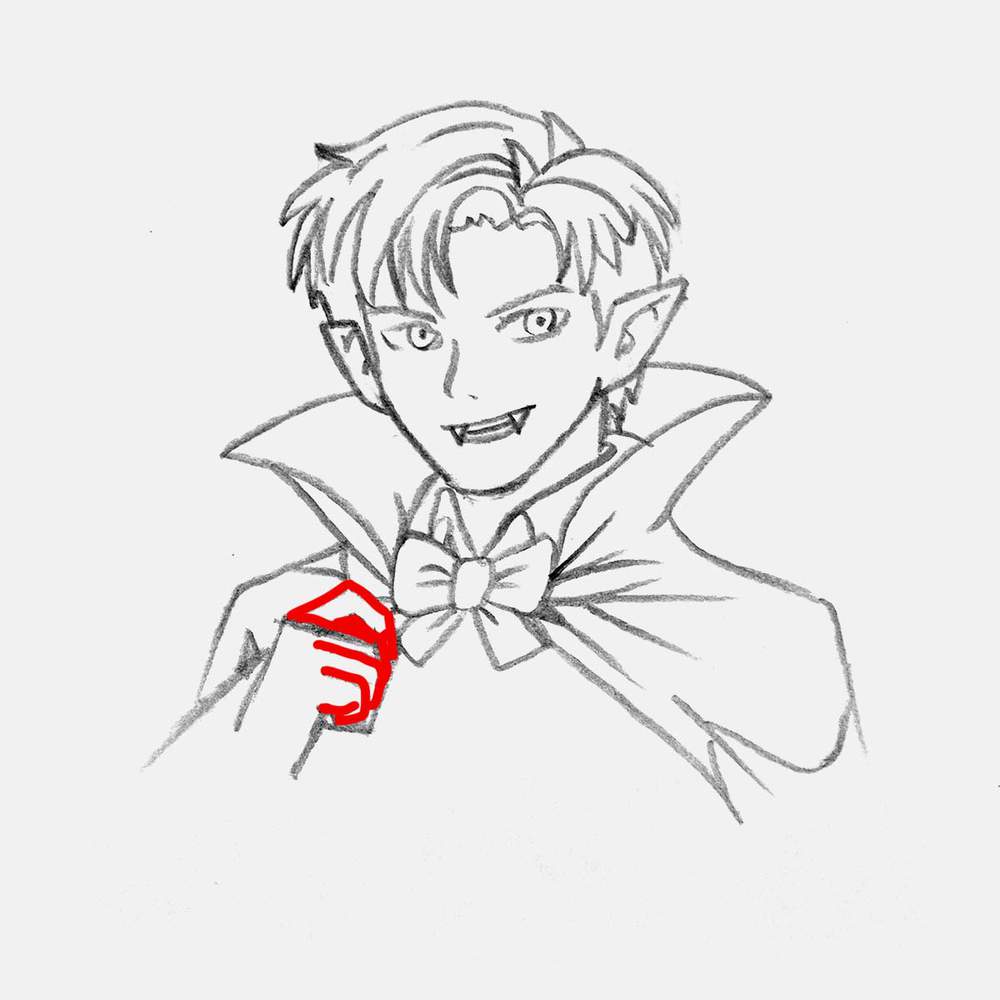 Use the box shape as a guide to sketch the fingers