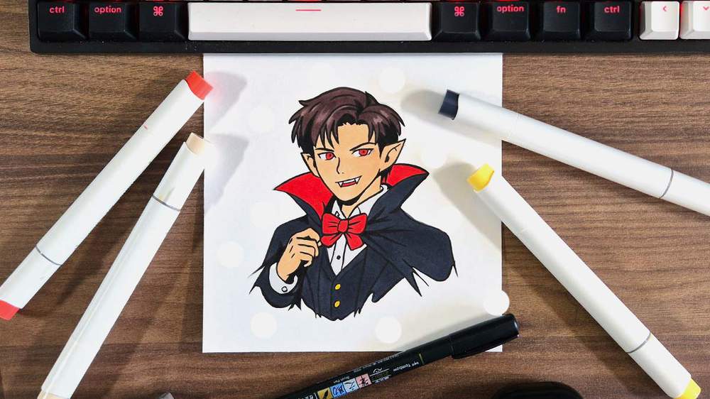 step by step guide on how to draw a vampire (anime boy style)