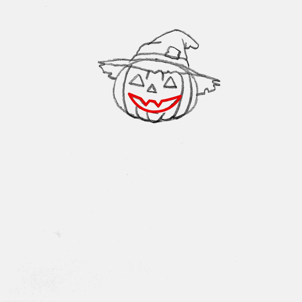 Add a smiling mouth and some pointy teeth