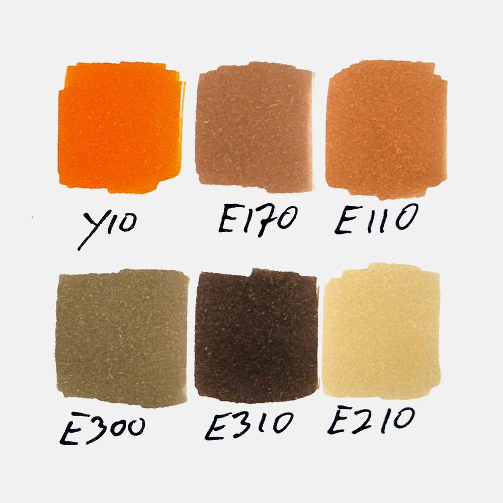 color swatches of the marker colors used to color the scarecrow drawing