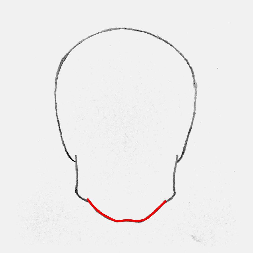 Add a pointy chin with a little bump in the center in the middle of the bottom jaw.