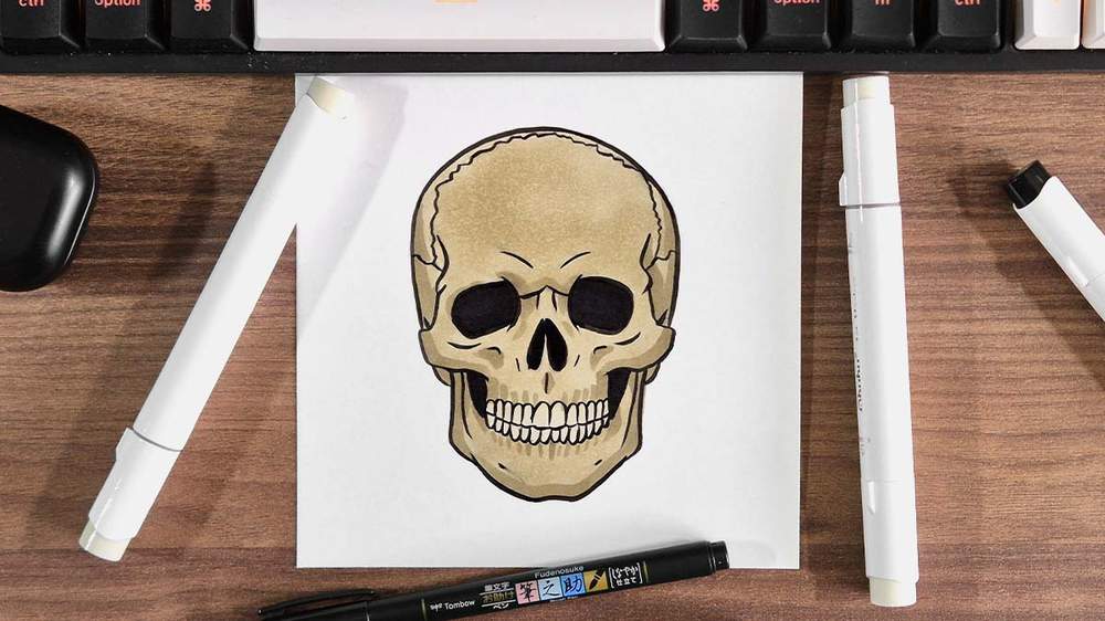 Step by step guide on how to draw a skull