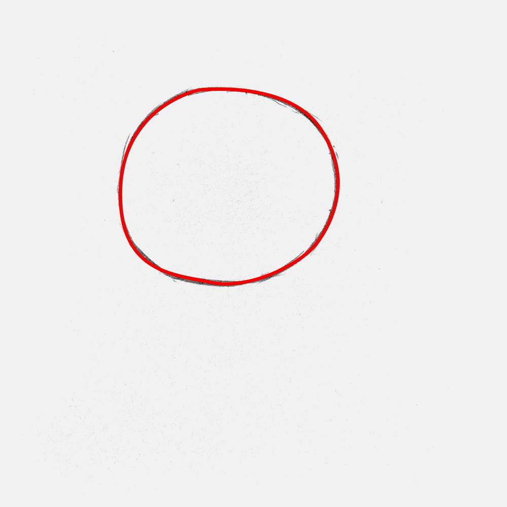 Sketch a big circle above the center of the paper. This will become the cat's head