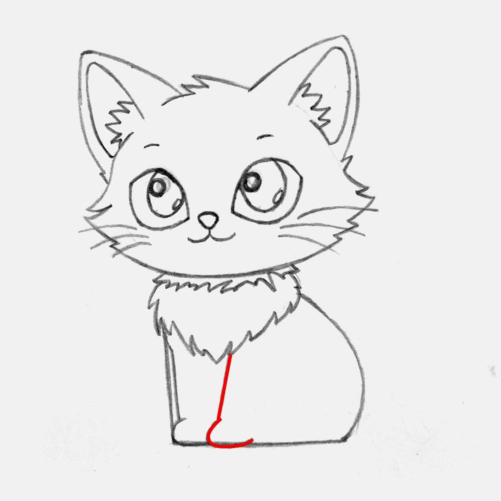 Add the front facing edge of the other front leg and add another rounded paw shape.