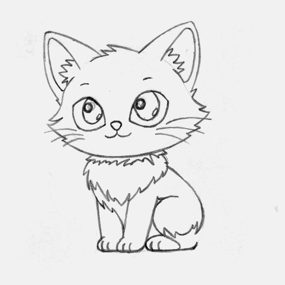 Erase the guiding lines for the body of the cute black cat.