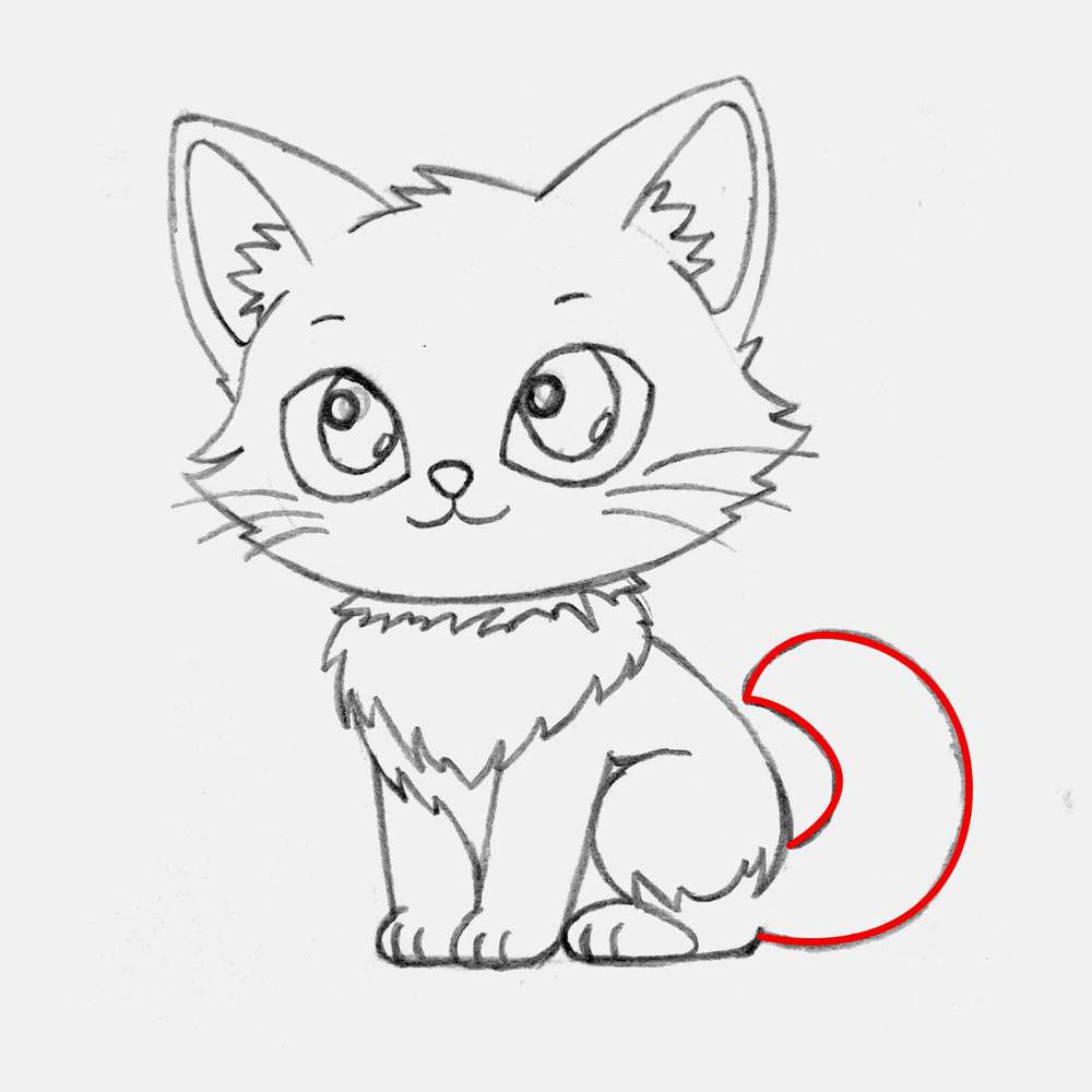 Add the outline of a big fluffy tail which kinda looks like a crescent moon.