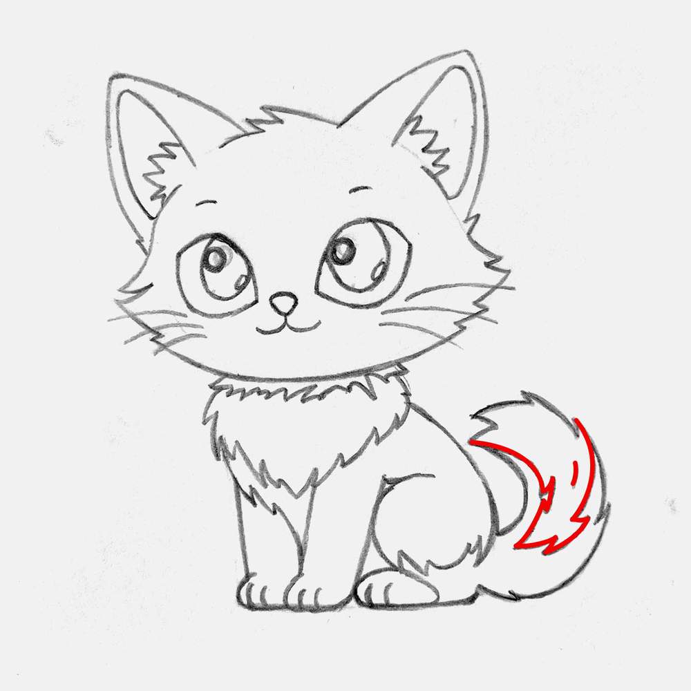 Add some jagged fur texture on the tail to make it even more fluffy.
