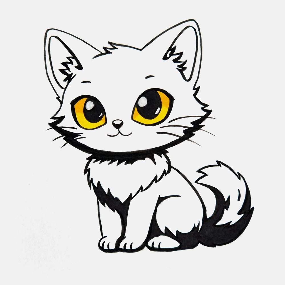 Add shading to the yellow cat eyes with a golden yellow marker