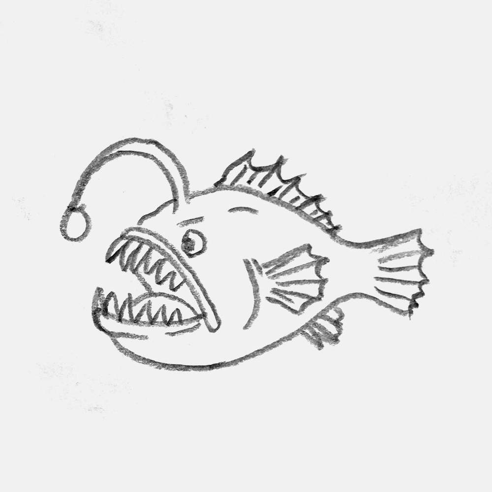 simple anglerfish pencil drawing