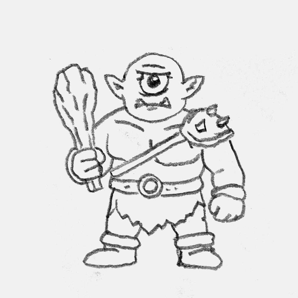 simple cyclops pencil drawing