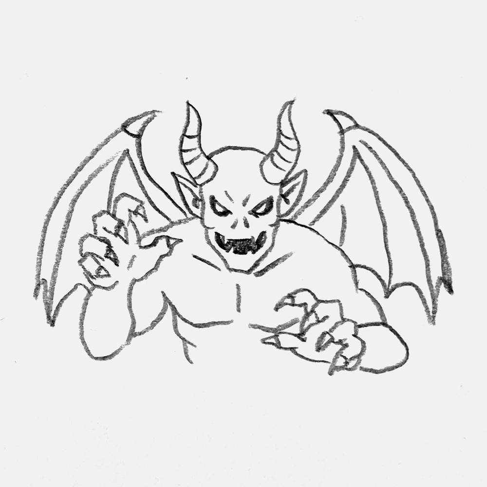 simple demon pencil drawing