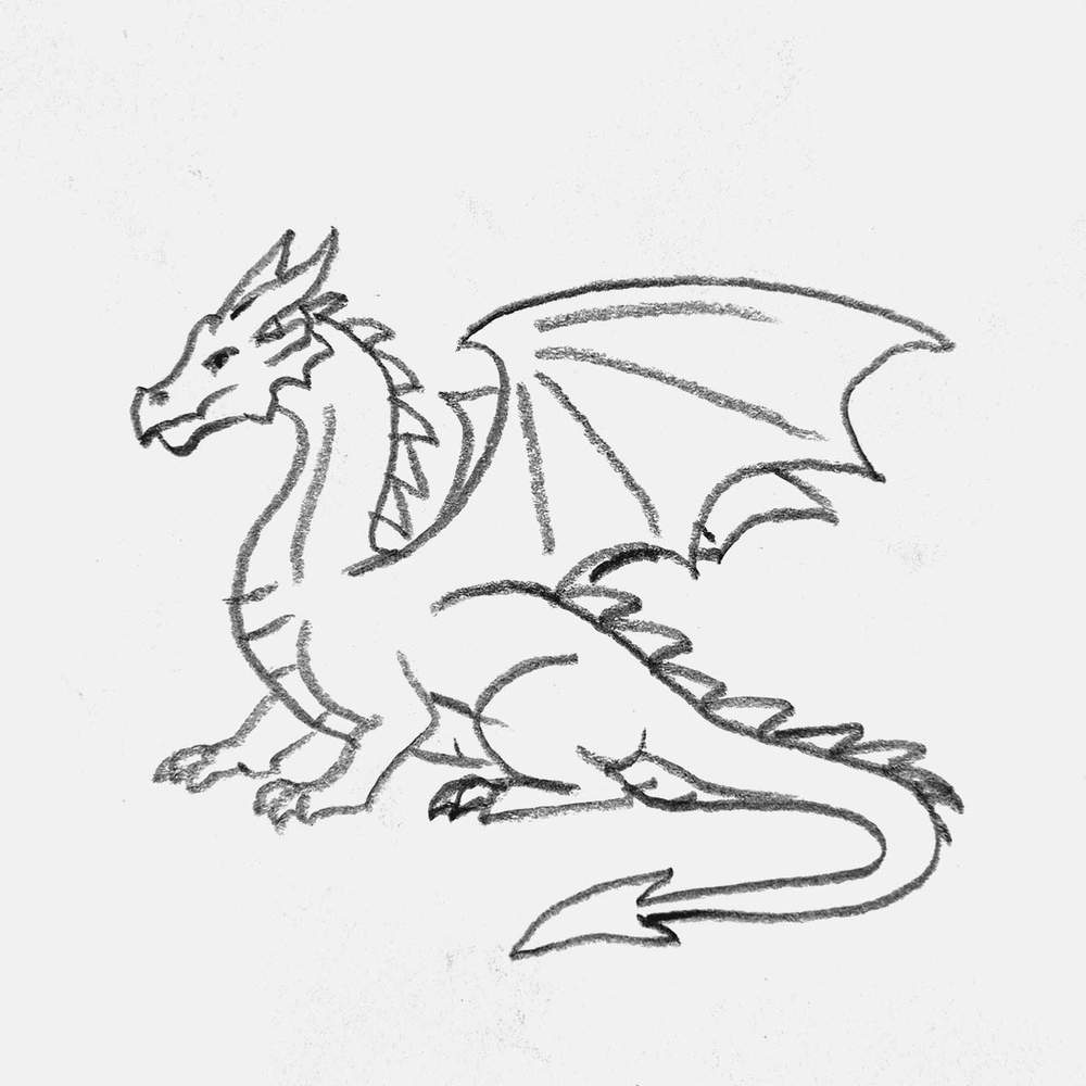 simple dragon pencil drawing