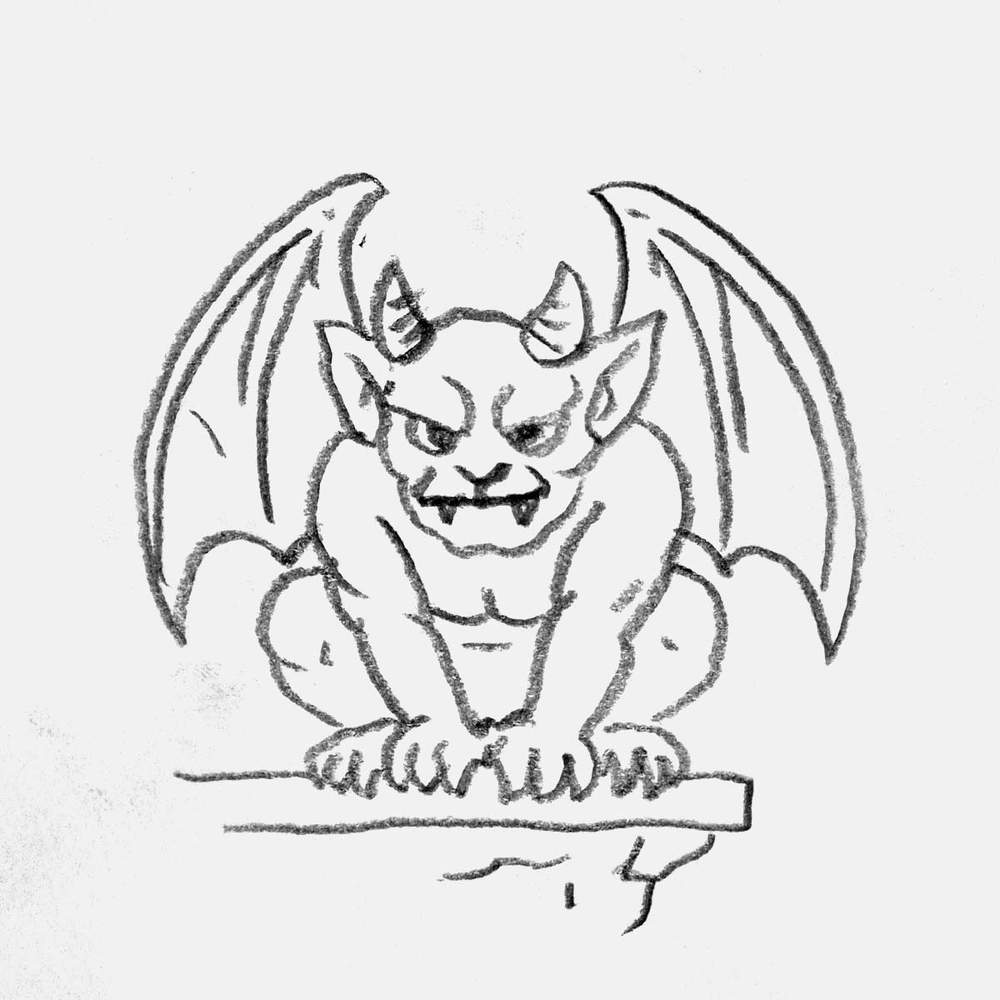 simple gargoyle pencil drawing