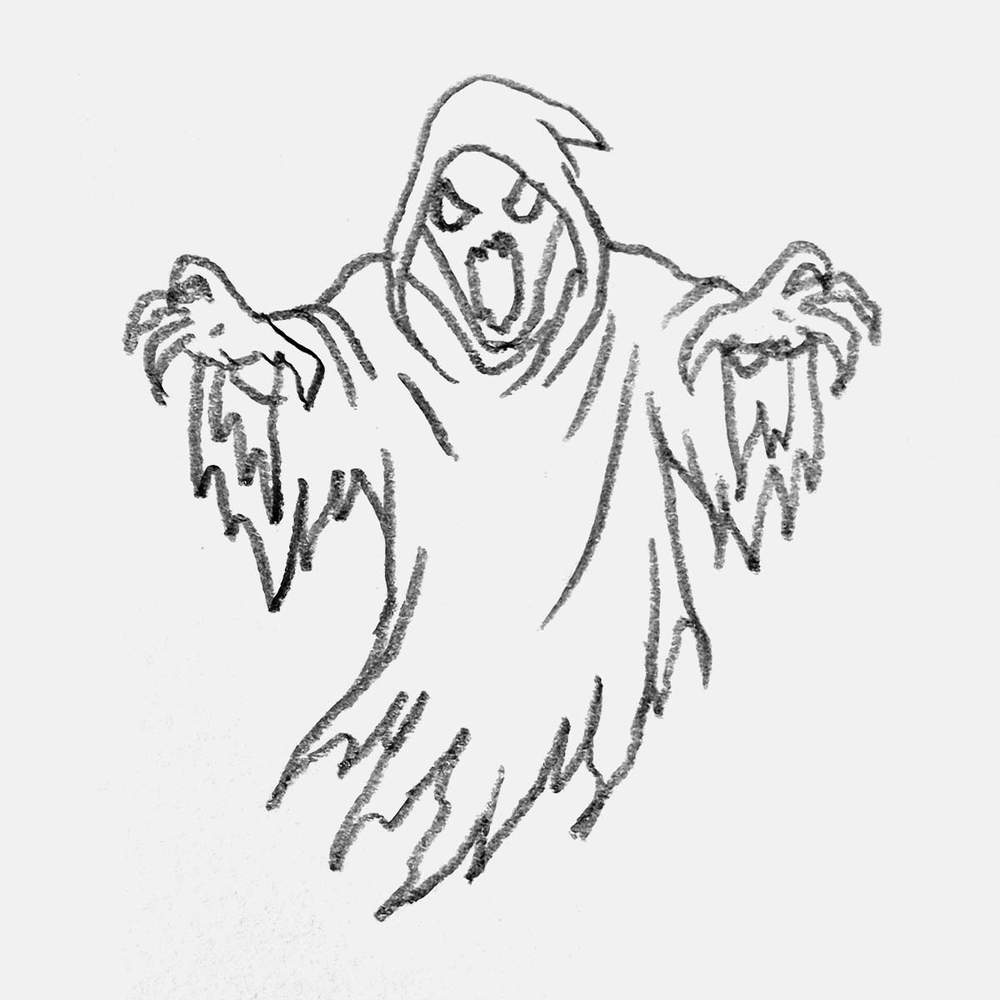 simple scary ghost pencil drawing