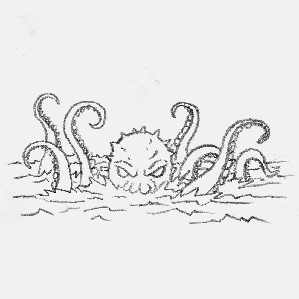 simple kraken pencil drawing