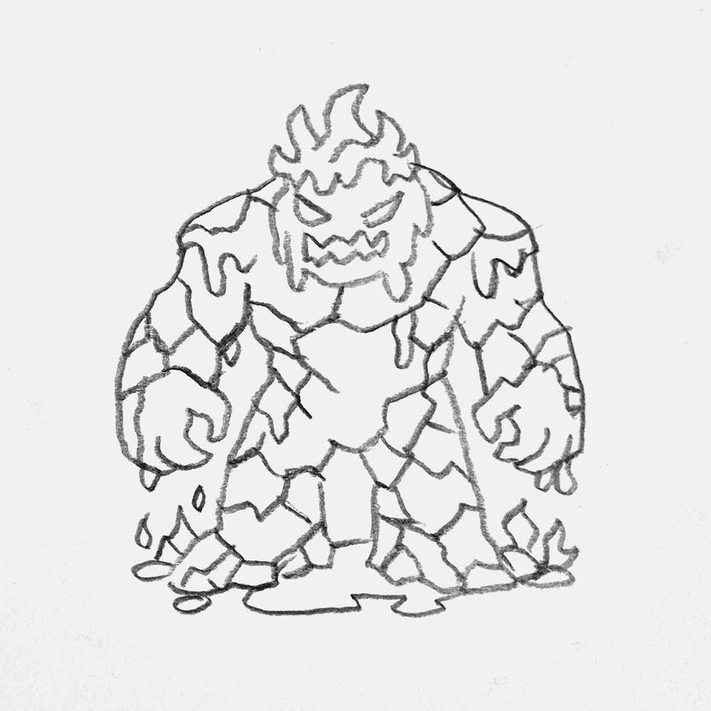simple lava monster pencil drawing